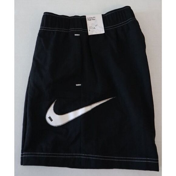 Nike DM6752-010 Women's Sz S Black Swoosh Loose Fit High Rise Athletic Shorts - Picture 6 of 7